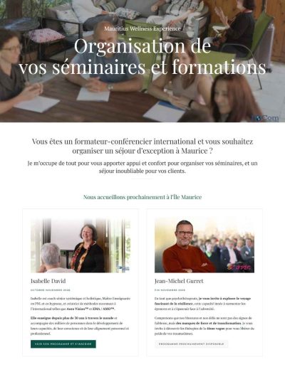 Site web - Mauritius Wellness Experience
